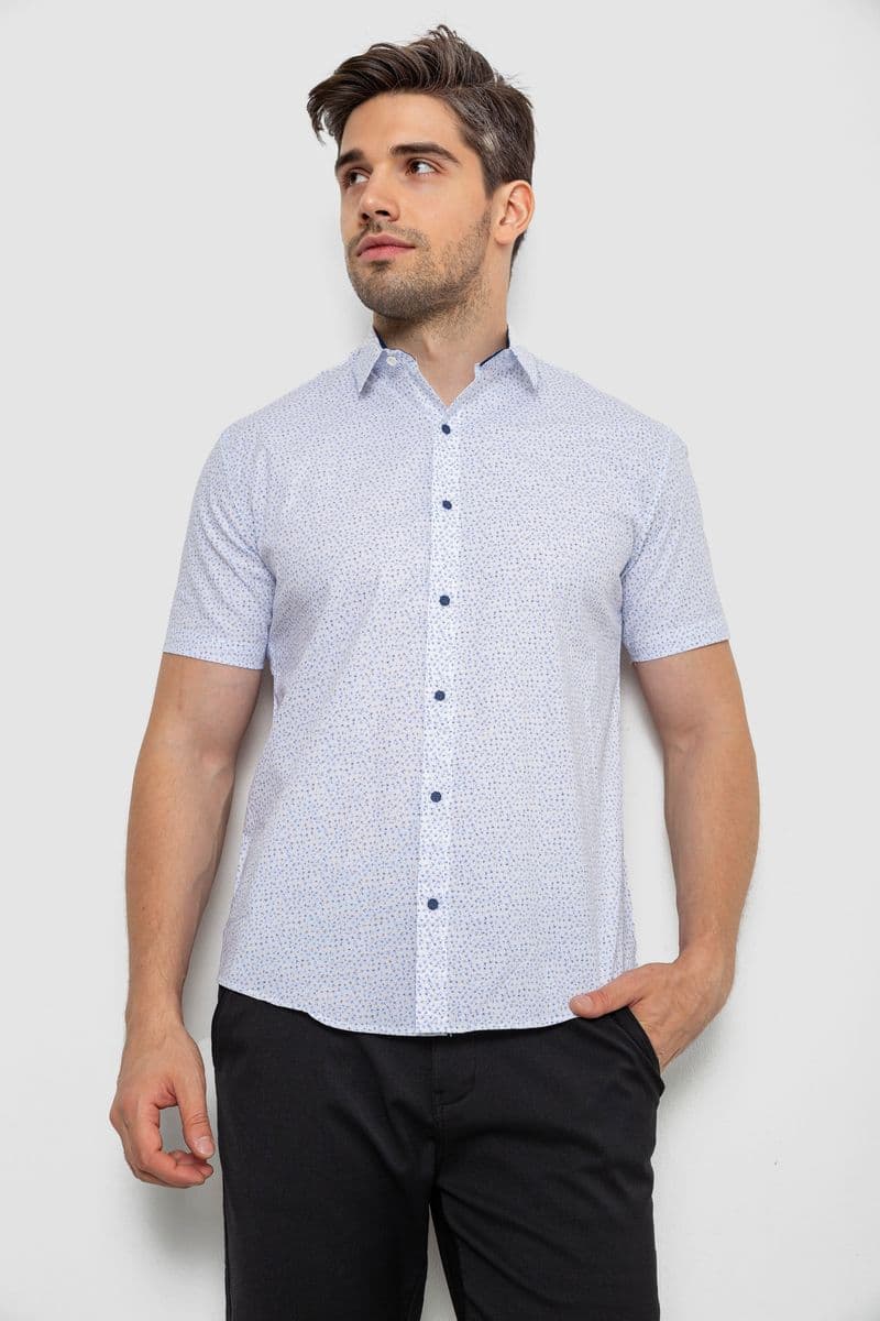 Сорочка чоловіча з принтом, колір білий, 214R7339 - зображення 1