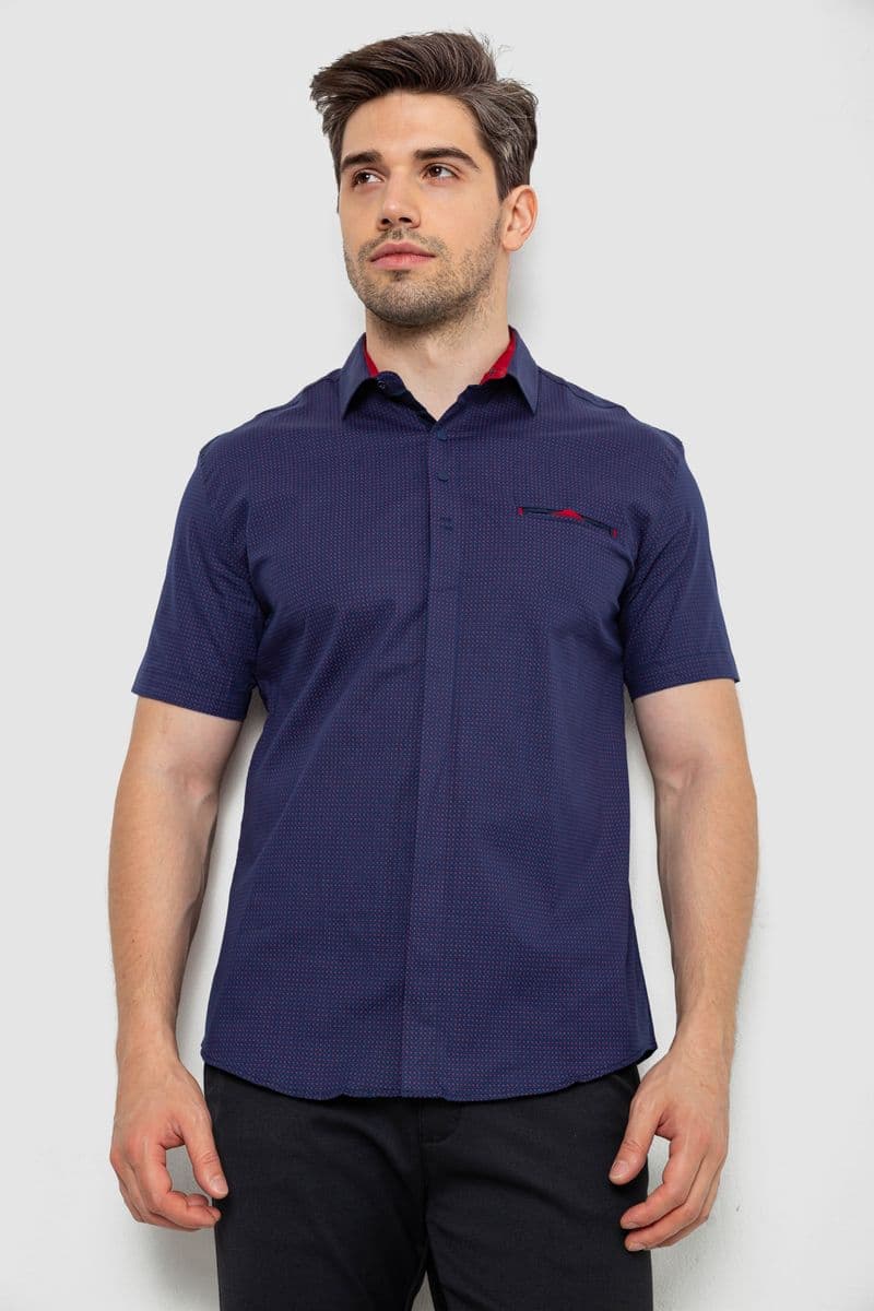 Сорочка чоловіча з принтом, колір синій, 214R7125 - зображення 1