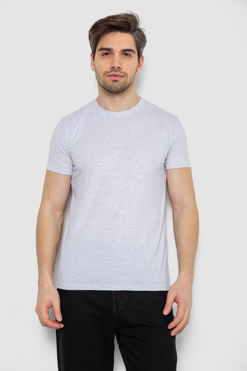 Футболка чоловіча однотонна базова, колір світло-сірий, 244R2405 - зображення 1
