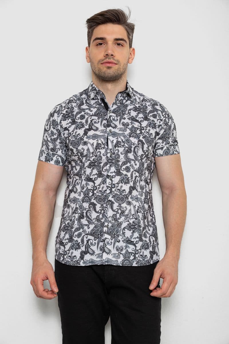 Сорочка чоловіча з короткими рукавами, колір сірий, 214R582 - зображення 1