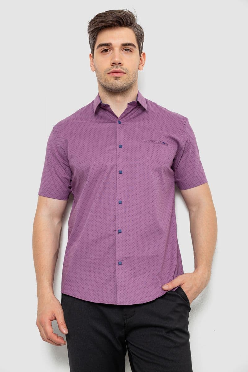 Сорочка чоловіча з принтом, колір бузковий, 214R7329 - зображення 1