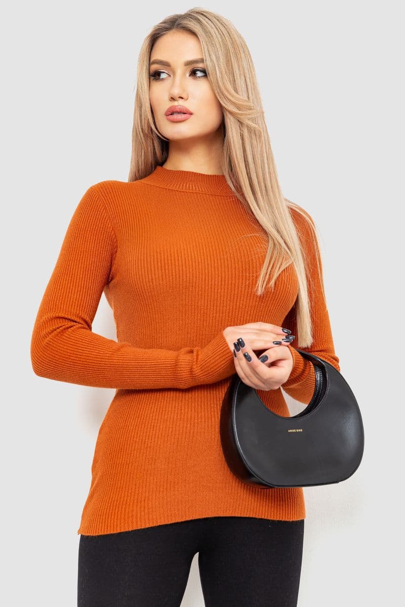 Водолазка жіноча в рубчик, колір теракотовий, 204R9029 - зображення 1