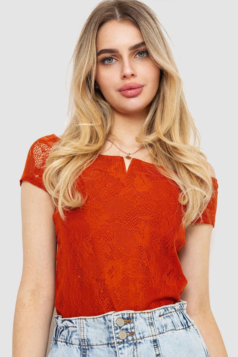 Топ жіночий однотонний, колір теракотовий, 244R160 - зображення 1