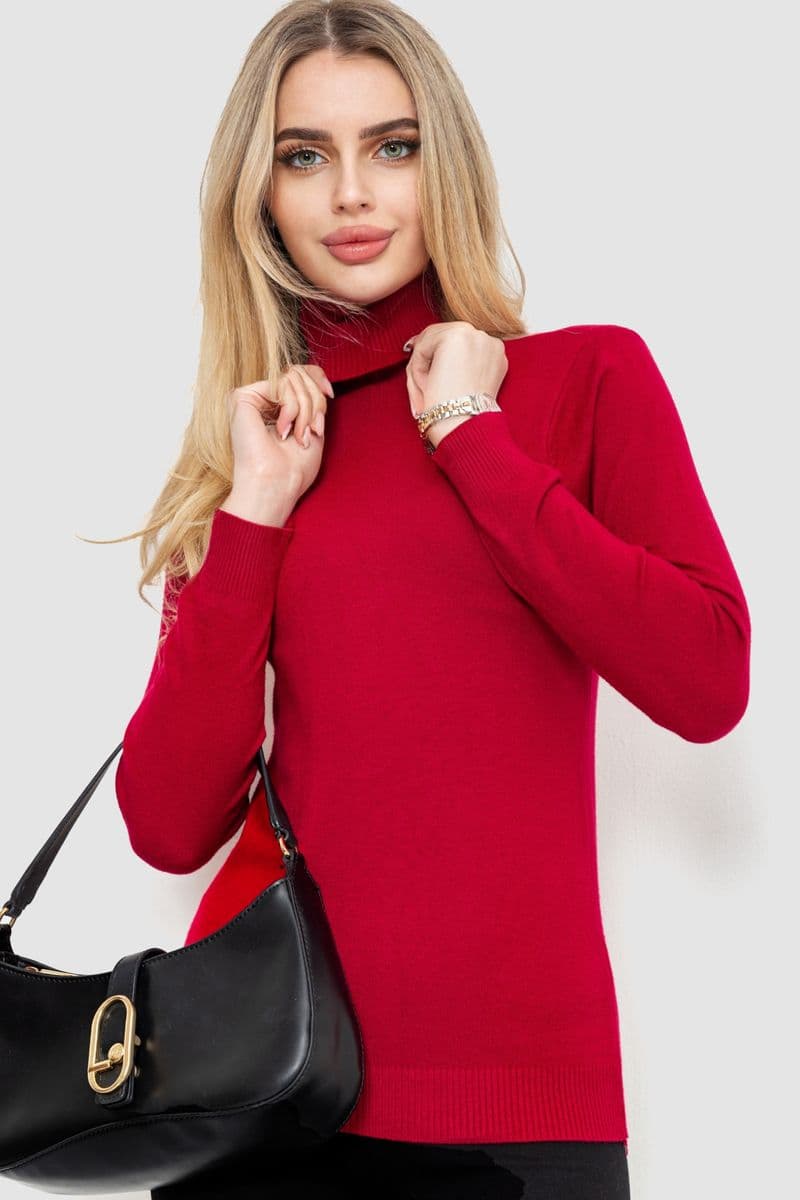 Гольф жіночий однотонний, колір бордовий, 244RA01 - зображення 1