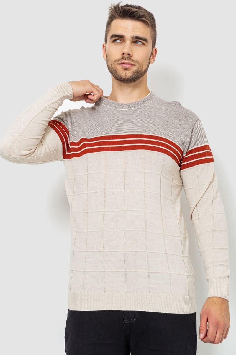 Светр чоловічий, колір світло-бежевий, 161R884 - зображення 1