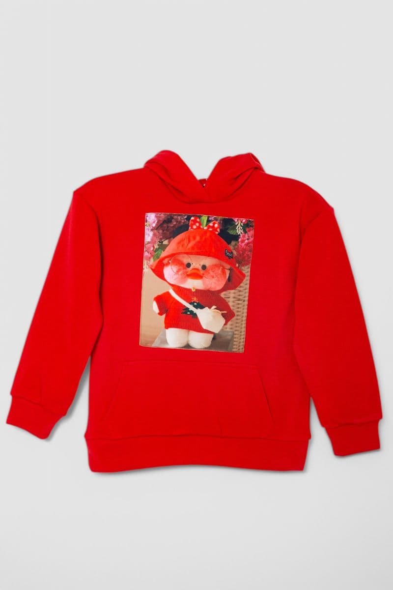 Худі дитячий на флісі з принтом, колір червоний, 102R1525 - зображення 1
