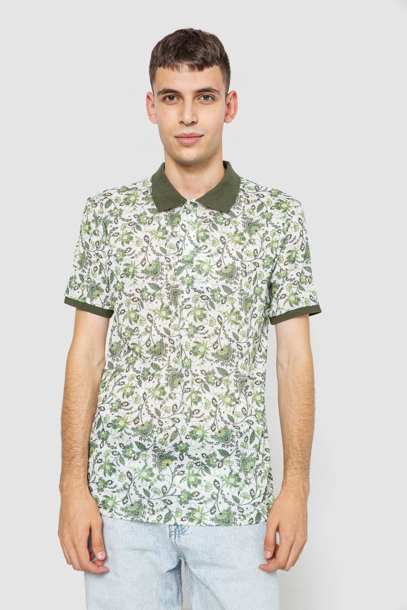 Поло чоловіче котонове, колір молочно-зелений, 247R304 - зображення 1