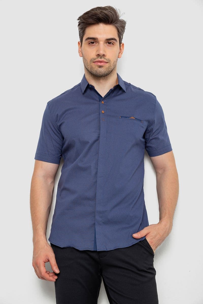 Сорочка чоловіча з принтом, колір джинс, 214R7125 - зображення 1