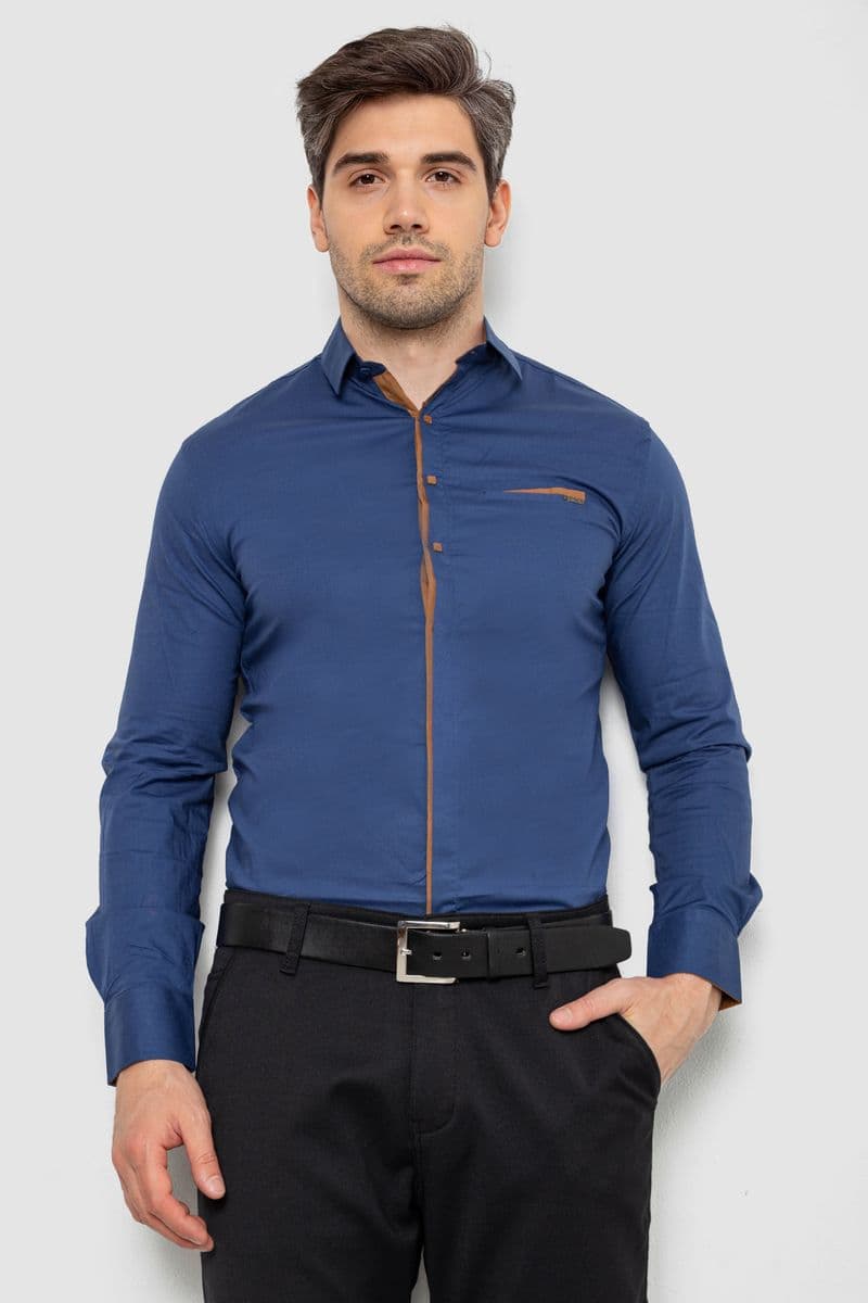 Сорочка чоловіча, колір синій, 214R7009-1 - зображення 1