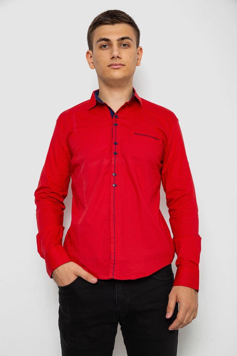 Сорочка чоловіча з принтом, колір червоний, 214R7034 - зображення 1