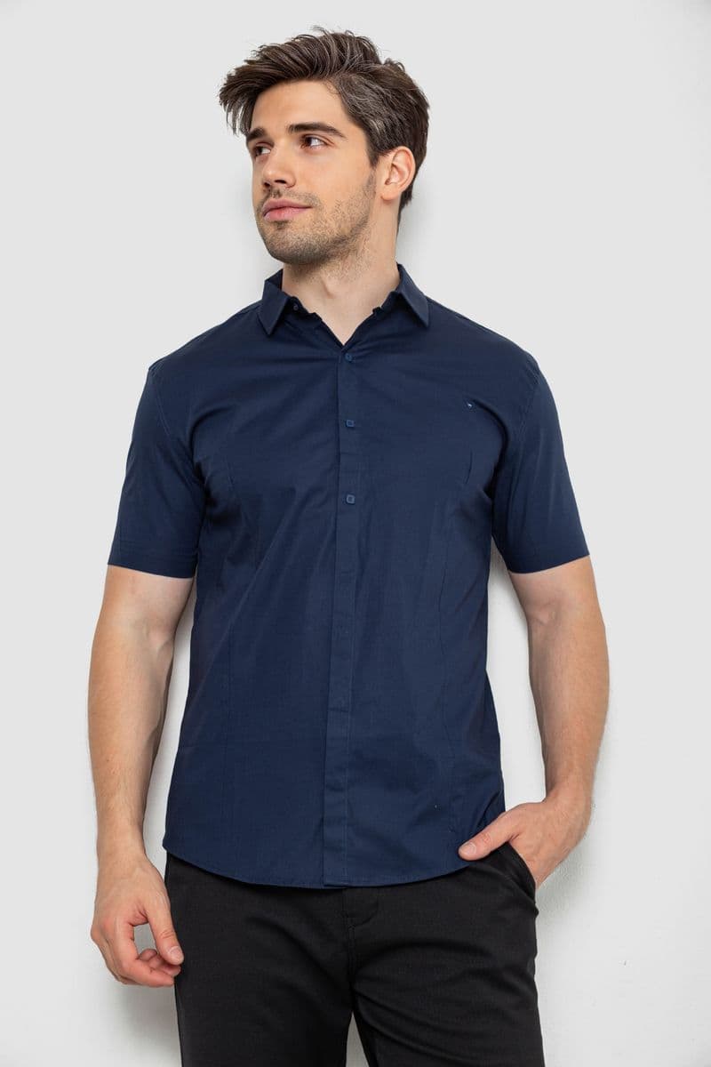 Сорочка чоловіча однотонна, колір темно-синій, 214R7117 - зображення 1