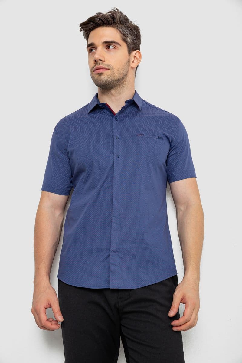 Сорочка чоловіча з принтом, колір синій, 214R7144 - зображення 1