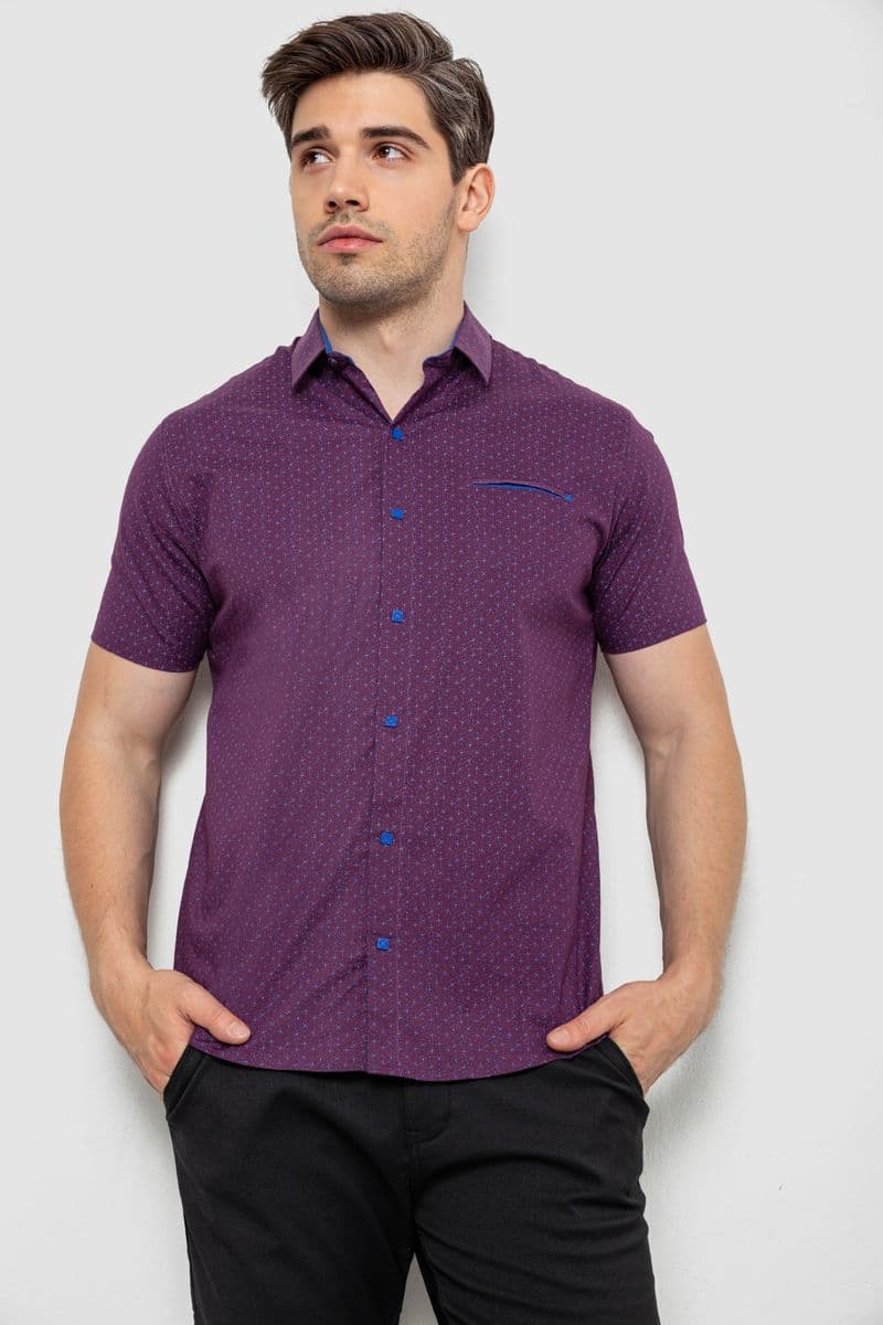 Сорочка чоловіча з принтом, колір сливовий, 214R7332-1 - зображення 1