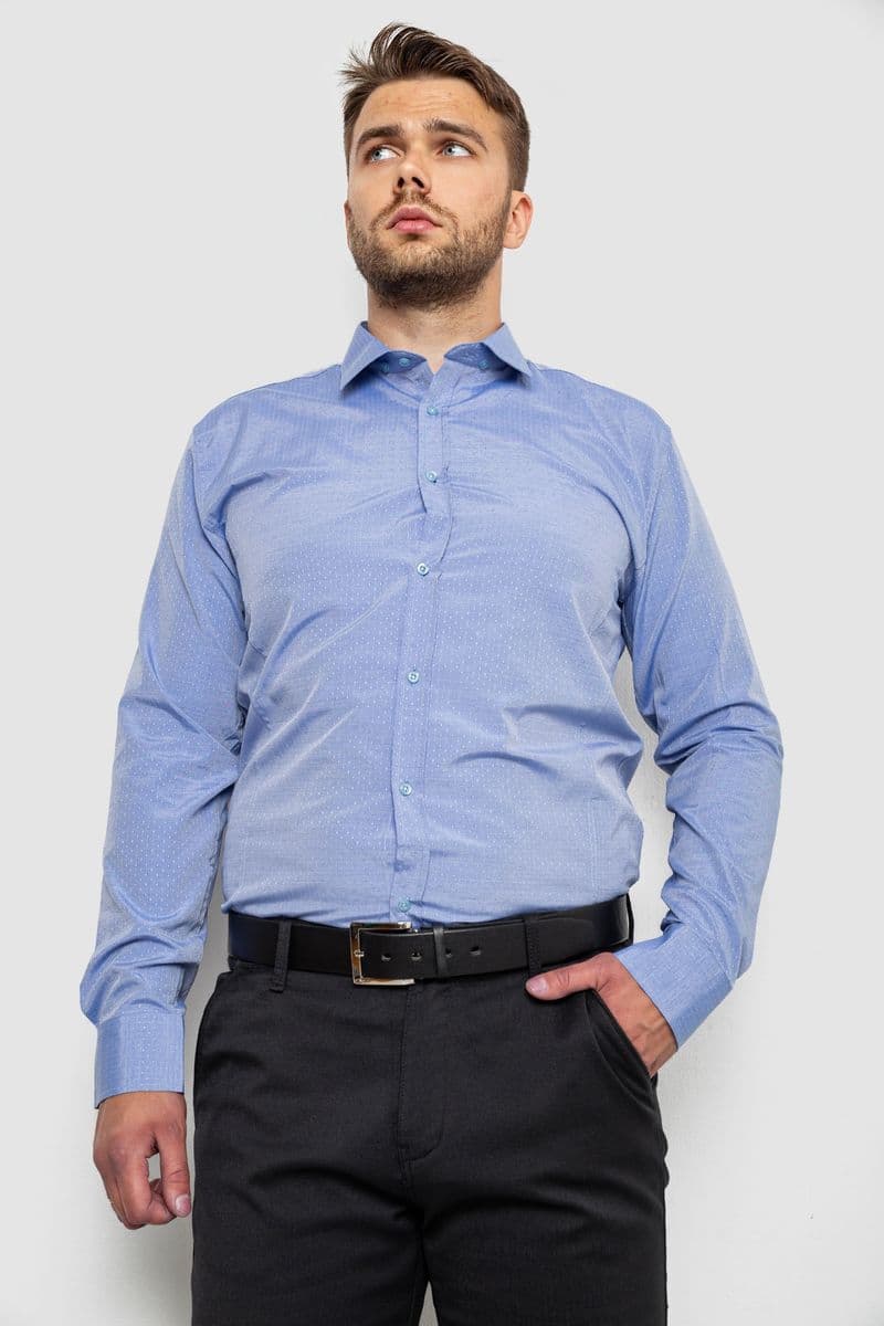 Сорочка чоловіча однотонна, колір джинс, 214R815 - зображення 1