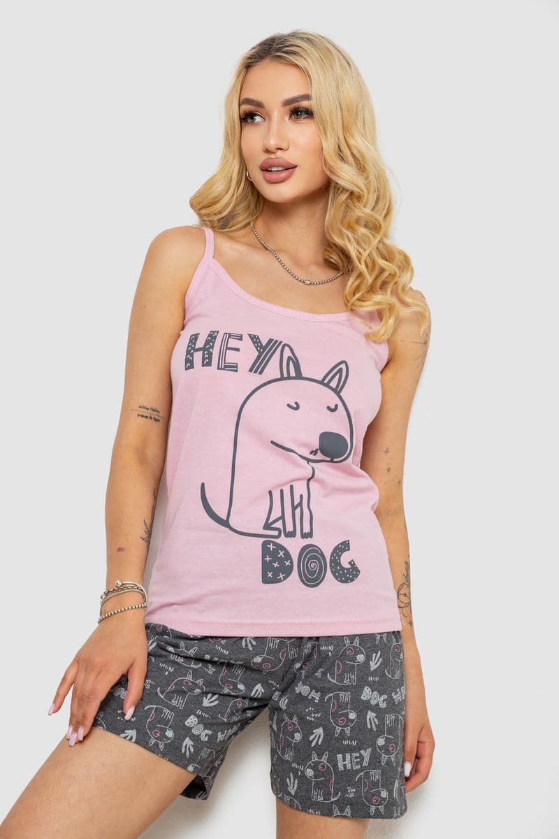 Піжама жіноча з принтом, колір рожевий, 243R9637 - зображення 1