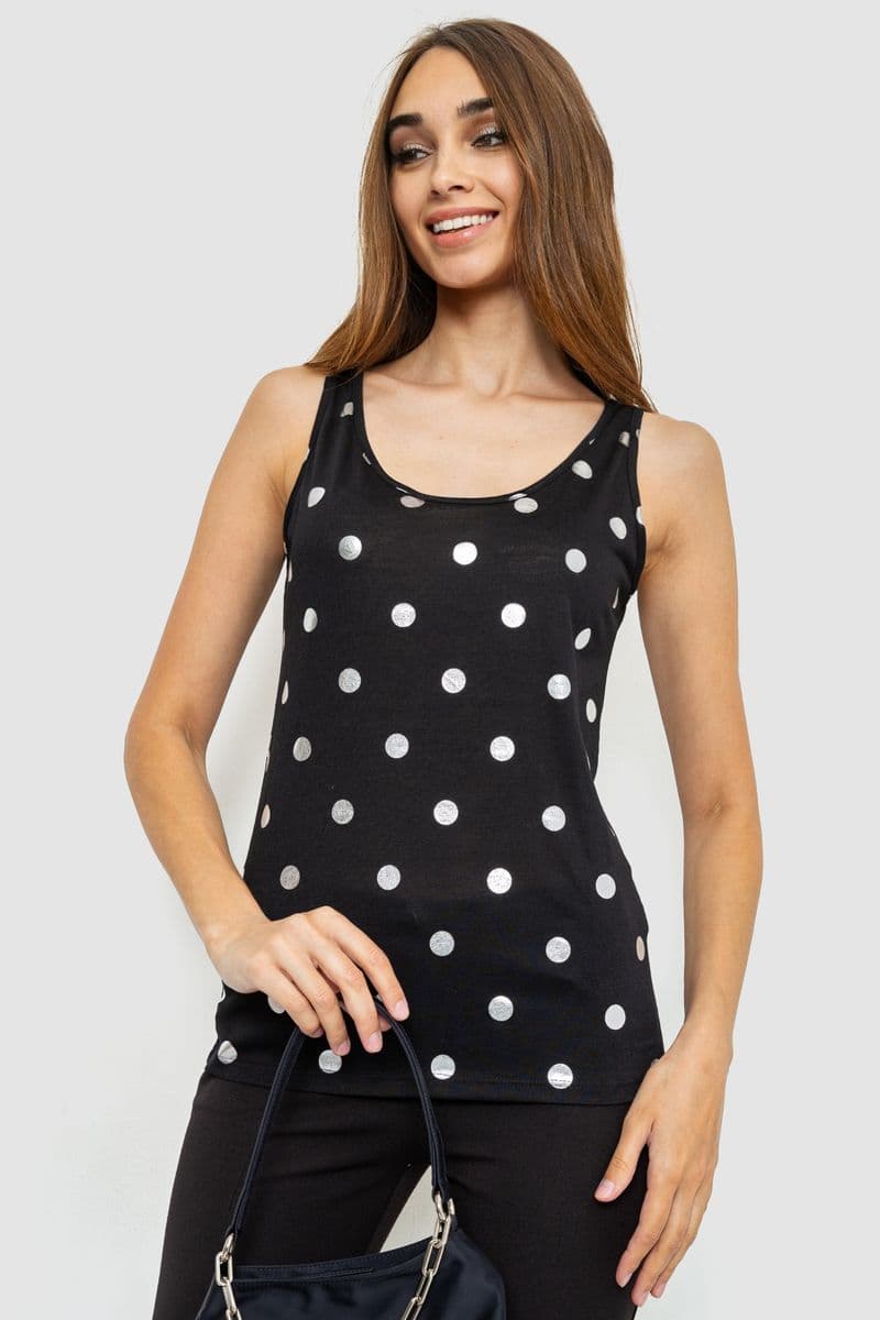 Майка жіноча в горох, колір чорний, 244R256 - зображення 1