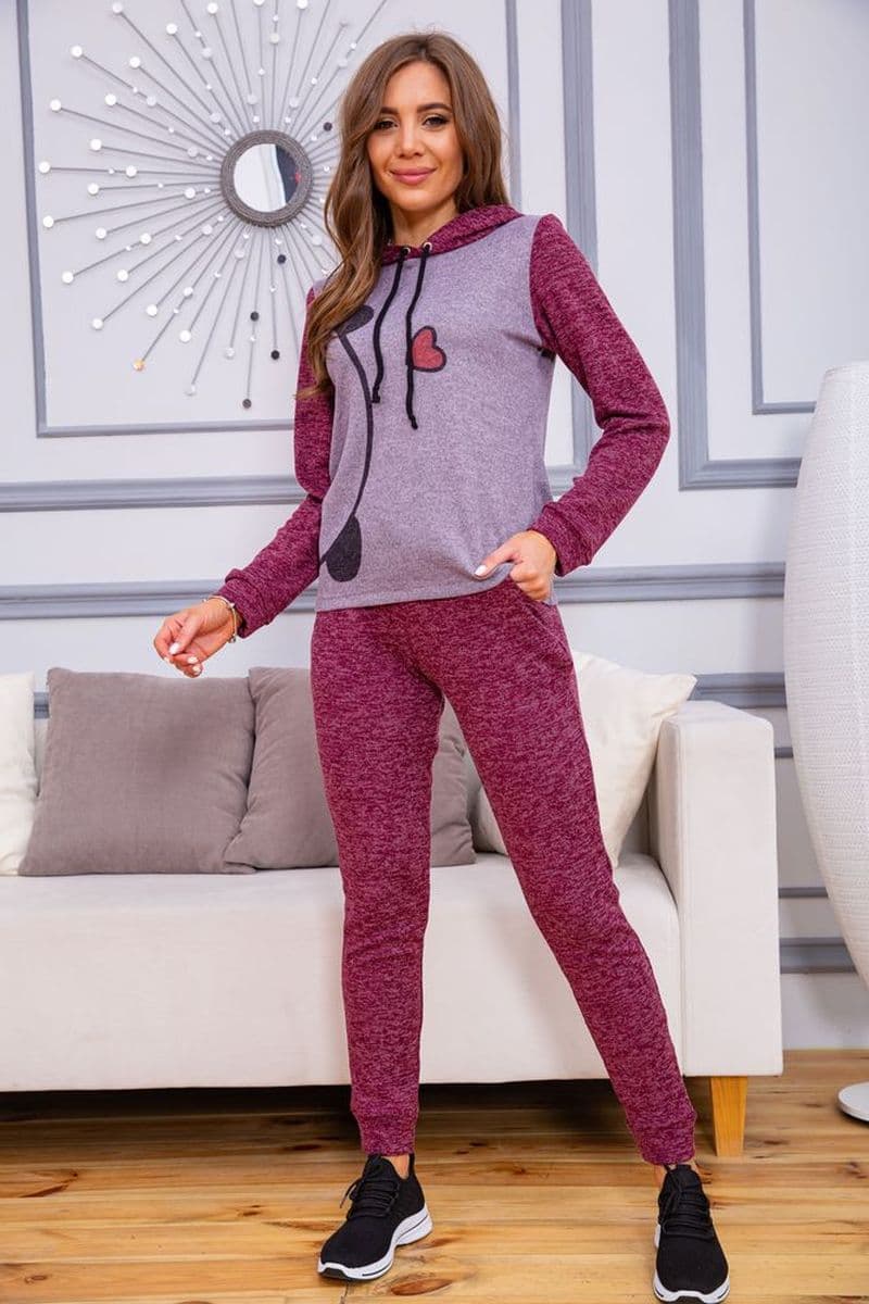 Жіночий костюм із ангори, бордово-бузкового кольору, 172R1258 - зображення 1