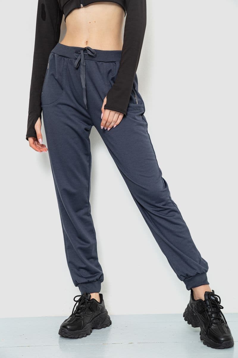 Спорт штани жіночі, колір темно-сірий, 244R5477 - зображення 1