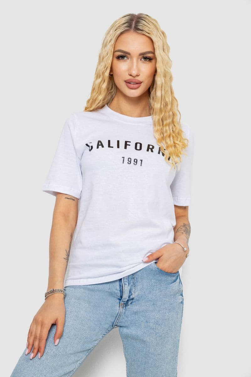 Футболка жіноча з принтом, колір білий, 241R134 - зображення 1