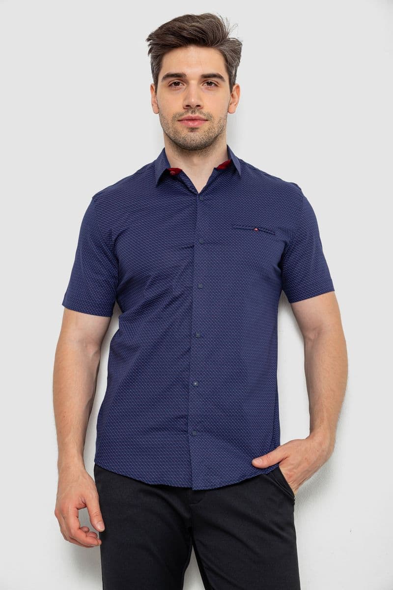 Сорочка чоловіча з принтом, колір синій, 214R7143 - зображення 1