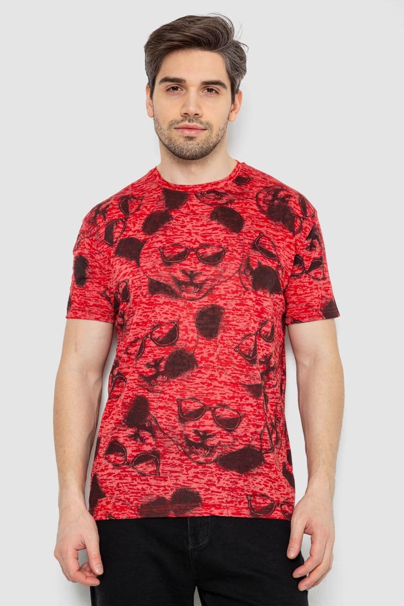 Футболка чоловіча з принтом, колір червоний, 244R6029 - зображення 1