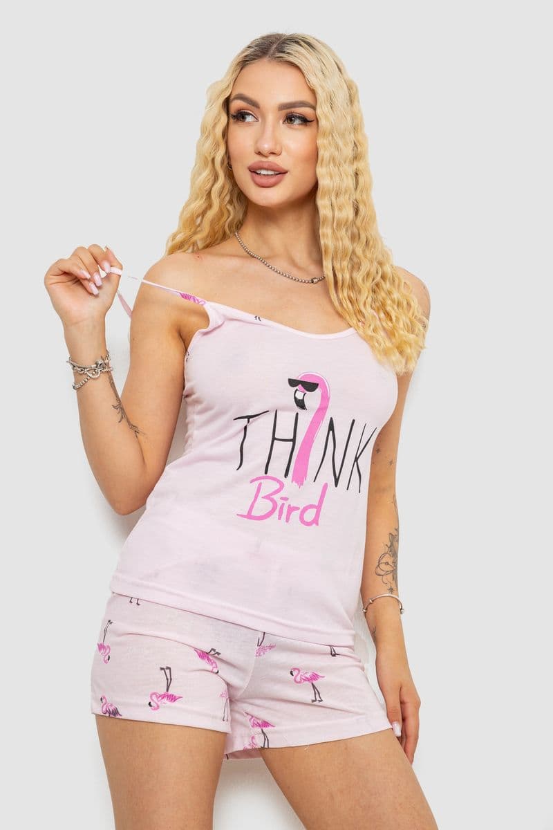 Піжама жіноча з принтом, колір рожевий, 243R7098 - зображення 1