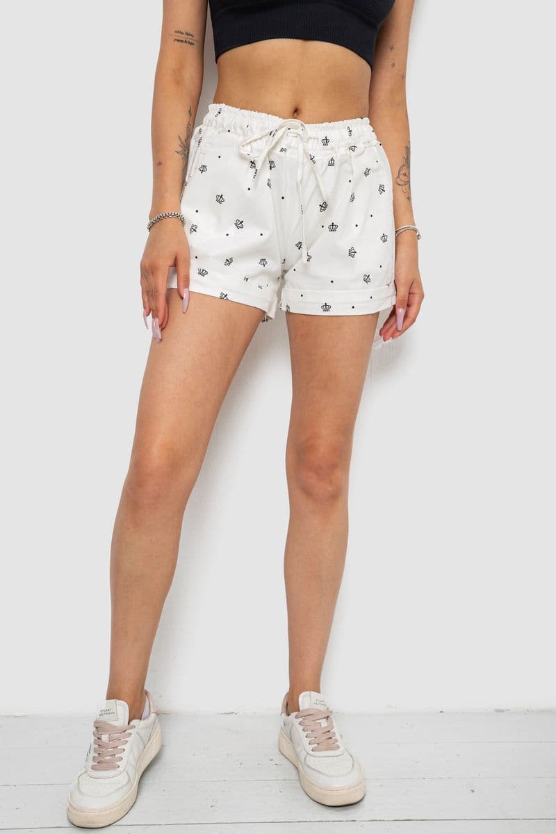 Шорти жіночі з принтом, колір молочний, 238R7164 - зображення 1