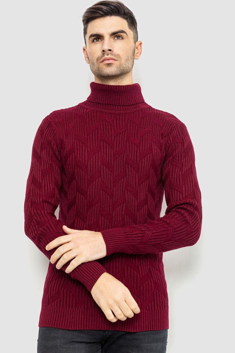 Светр чоловічий, колір бордовий, 161R1034 - зображення 1