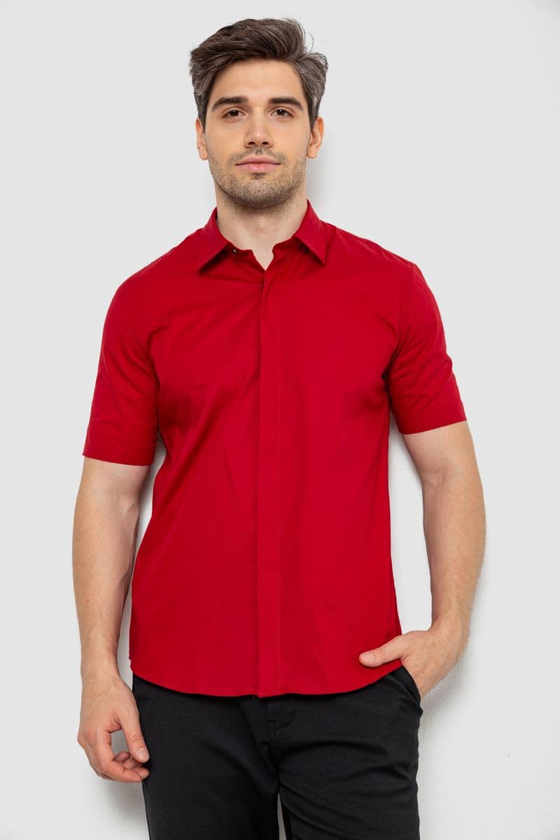 Сорочка чоловіча однотонна, колір бордовий, 214R6917-3 - зображення 1