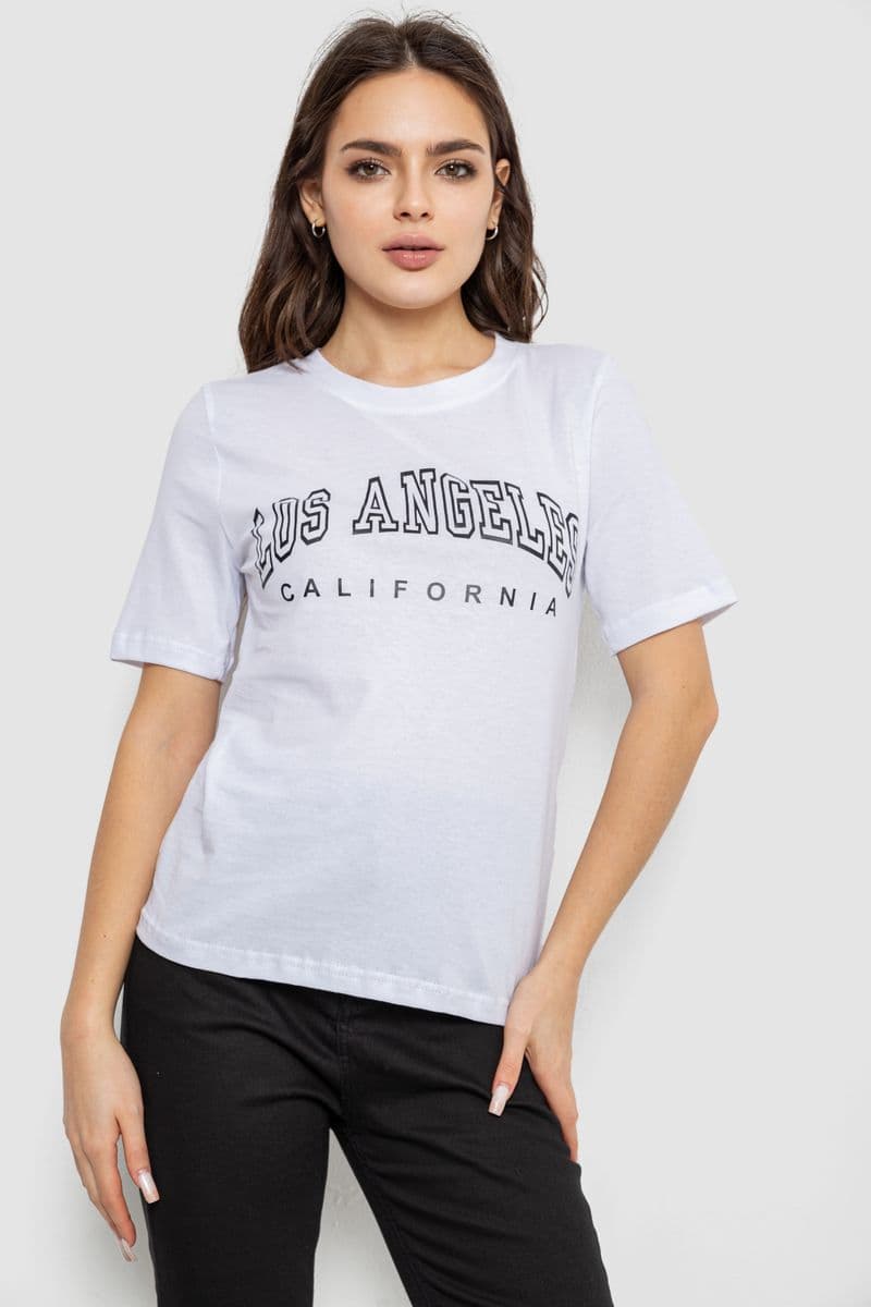 Футболка жіноча з принтом, колір білий, 241R1832 - зображення 1