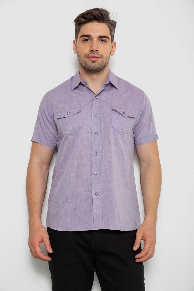 Сорочка чоловіча однотонна, колір бузковий, 214R532 - зображення 1