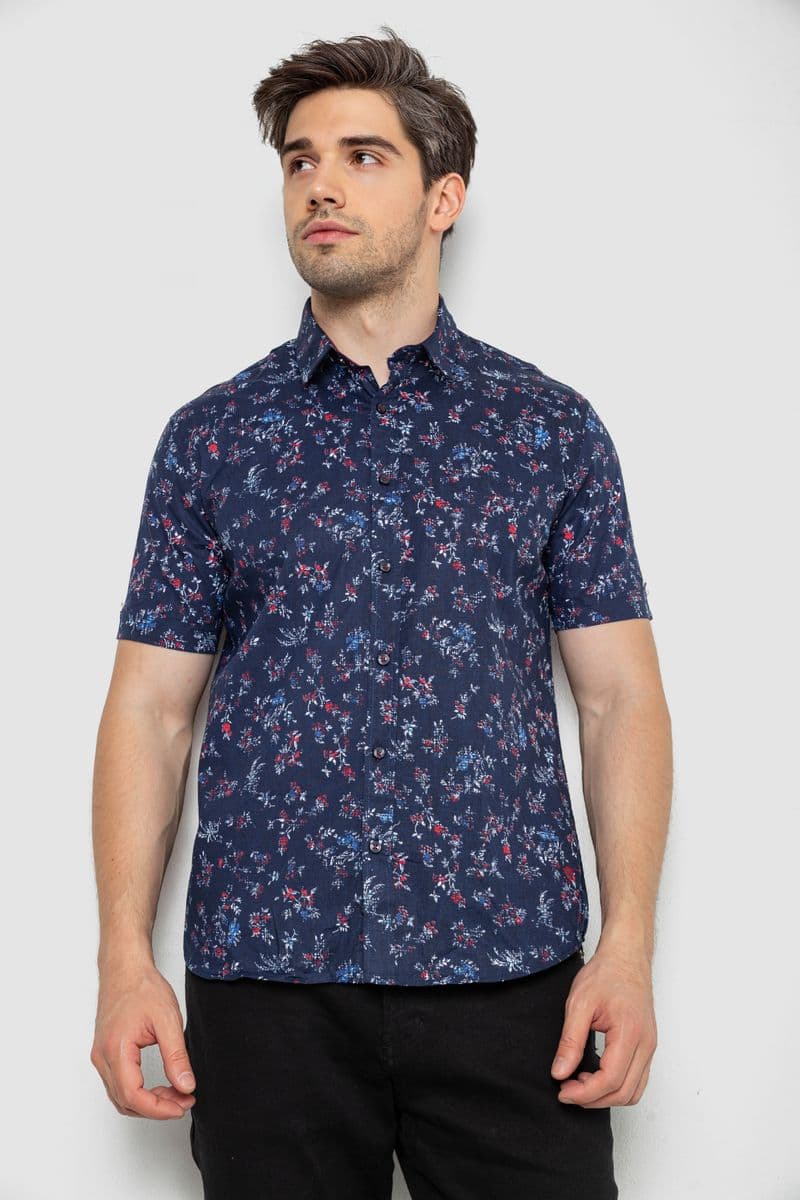 Сорочка чоловіча з принтом, колір темно-синій, 214R6917-91 - зображення 1
