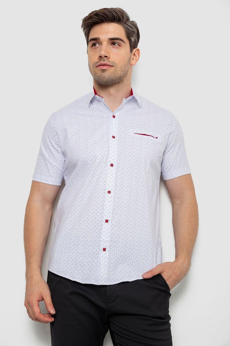 Сорочка чоловіча з принтом, колір білий, 214R7332 - зображення 1