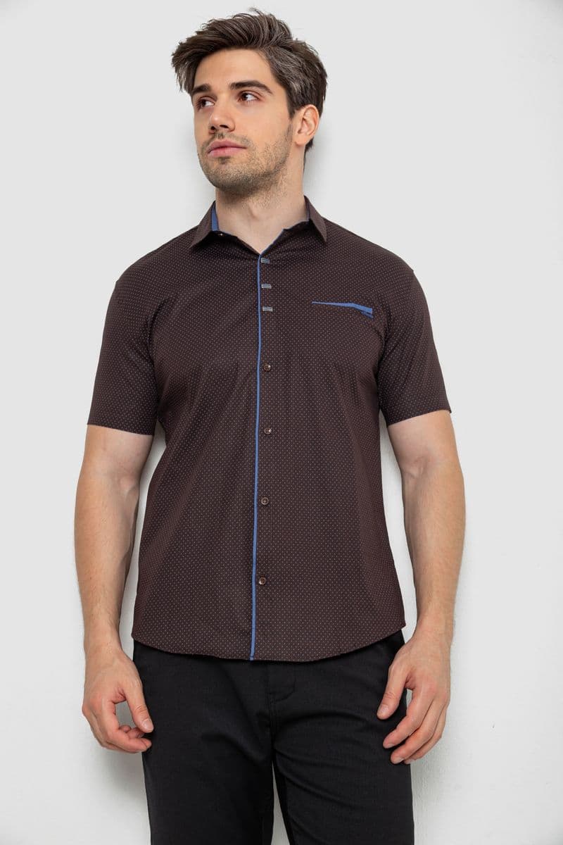 Сорочка чоловіча з принтом, колір коричневий, 214R7016 - зображення 1