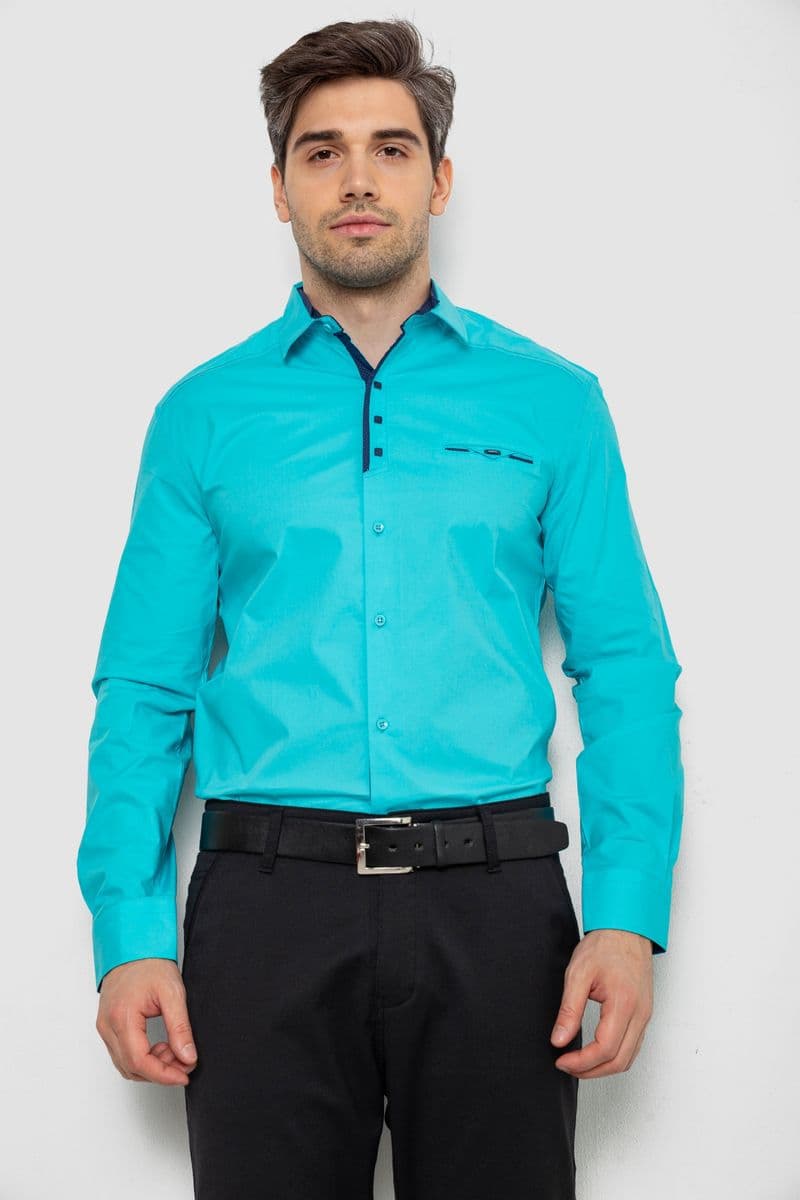 Сорочка чоловіча, колір бірюзовий, 214R7086 - зображення 1