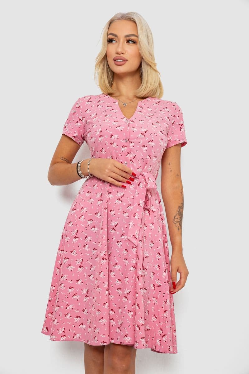 Сукня софт з принтом, колір пудровий, 230R0032 - зображення 1