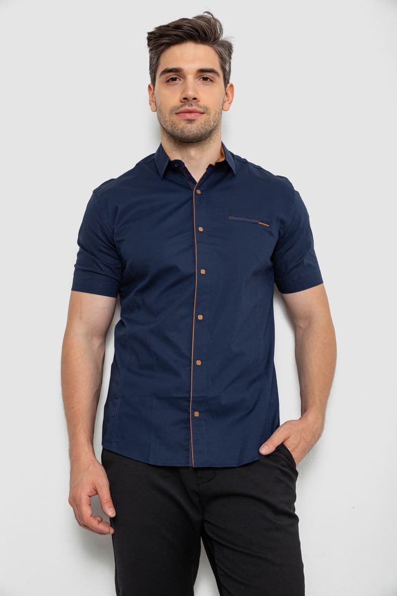 Сорочка чоловіча однотонна, колір темно-синій, 214R7119-1 - зображення 1