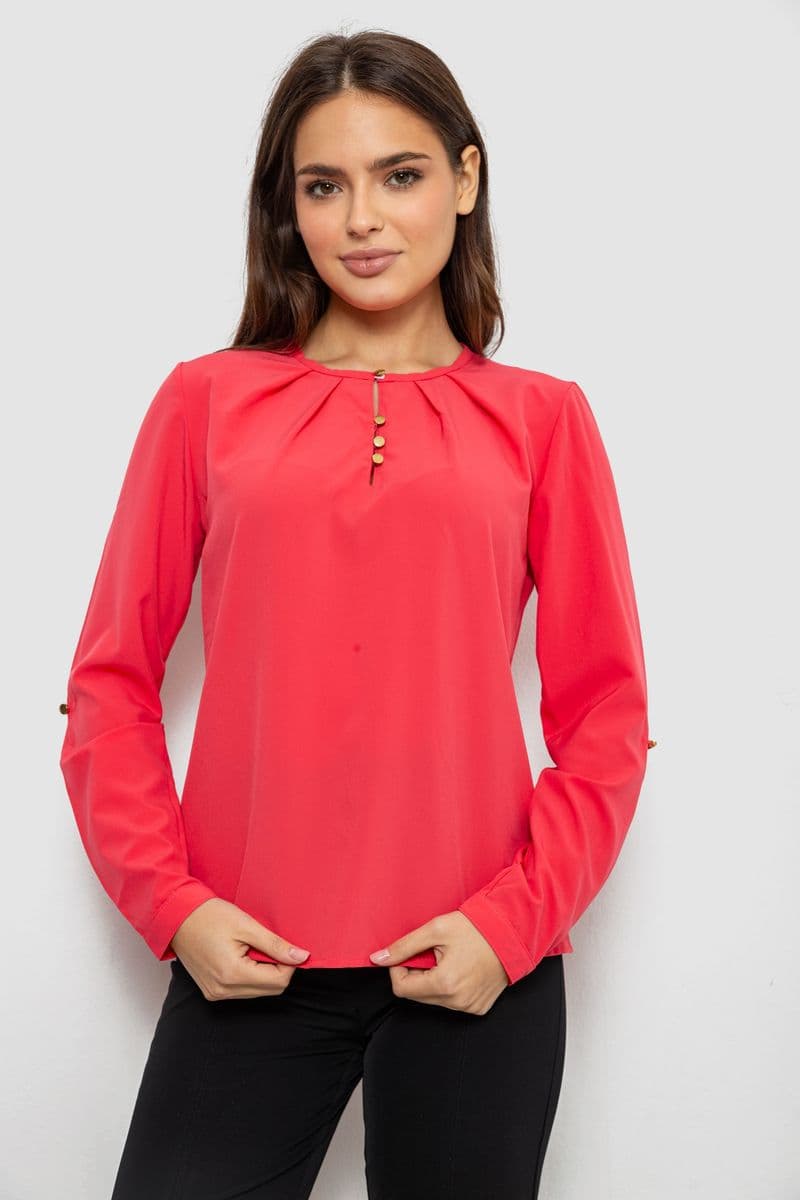 Блуза однотонна, колір рожевий, 230R1122-3 - зображення 1