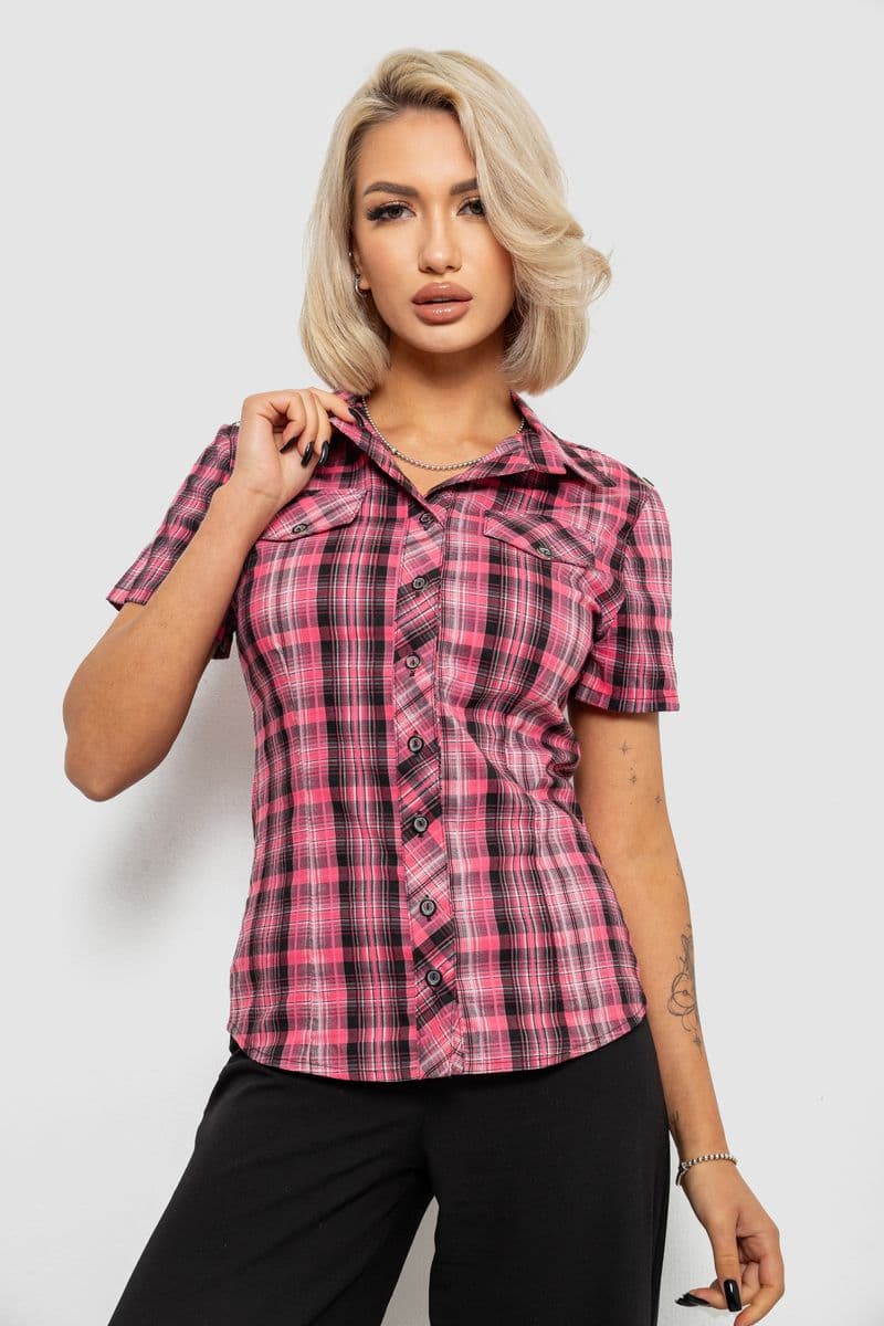 Сорочка жіноча в клітинку, колір малиновий, 230R065 - зображення 1