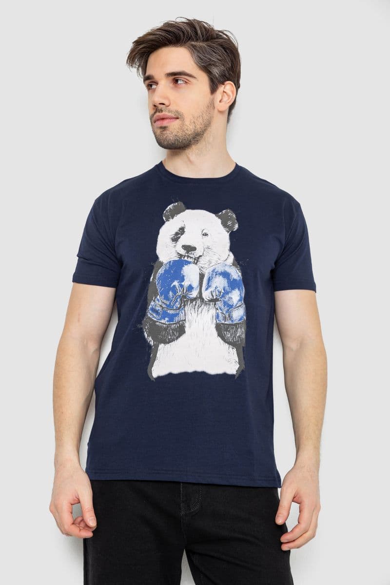 Футболка чоловіча з принтом, колір темно-синій, 244R5996 - зображення 1