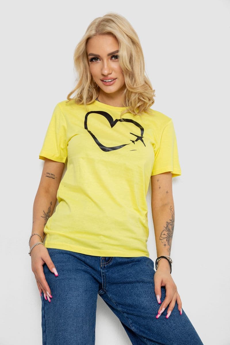 Футболка жіноча з принтом, колір жовтий, 238R554 - зображення 1