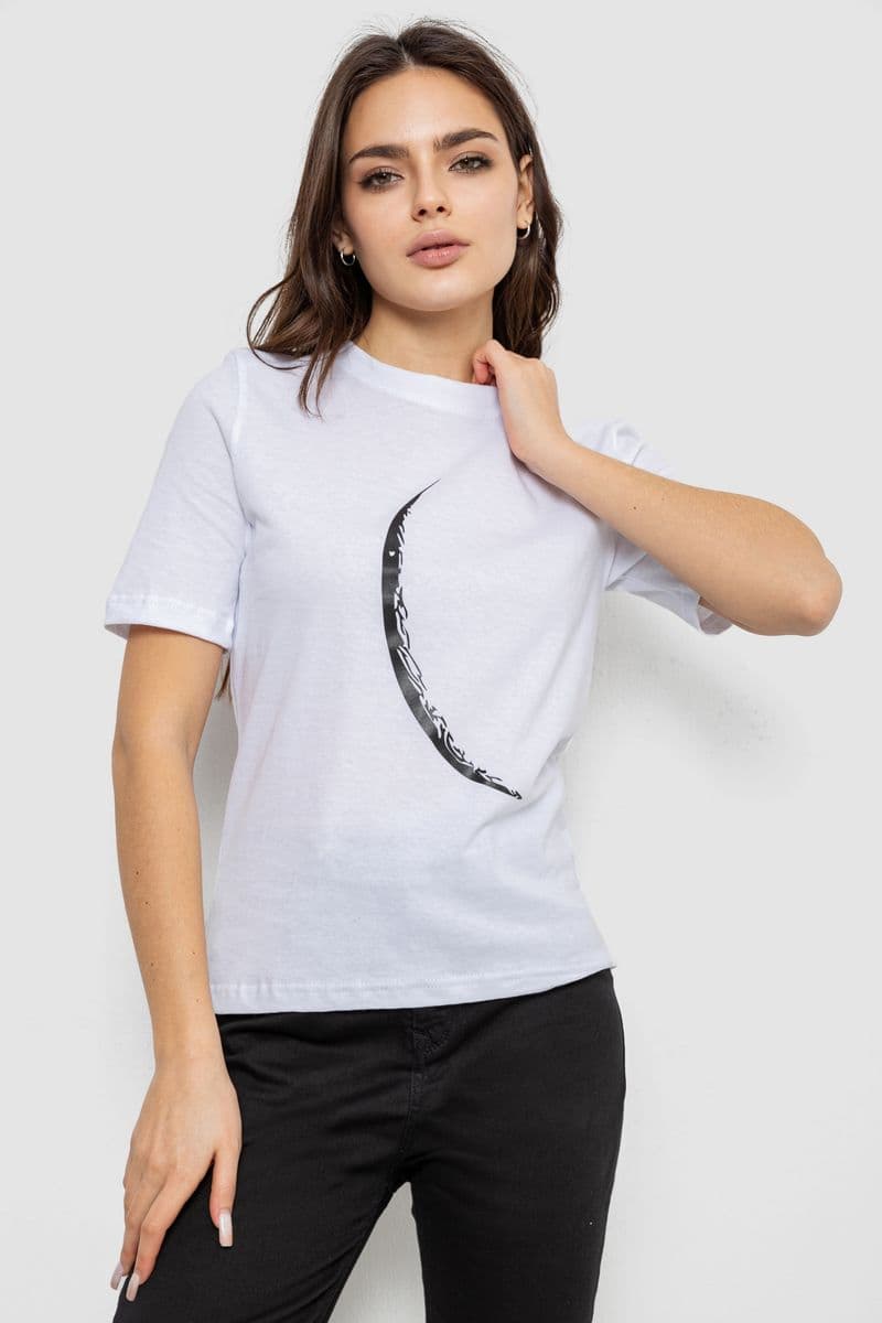 Футболка жіноча з принтом, колір білий, 241R1830 - зображення 1