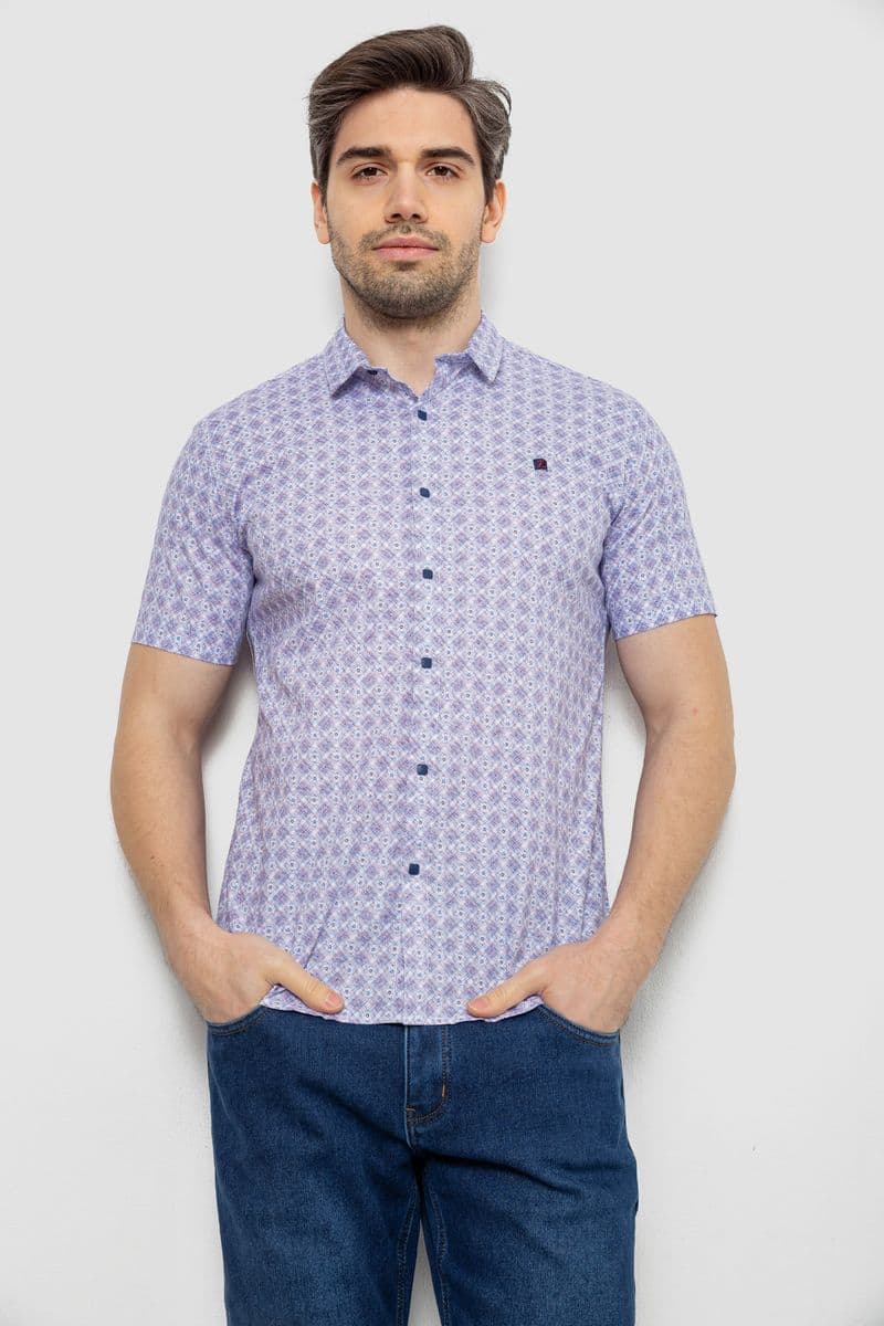 Сорочка чоловіча з коротким рукавом, колір бузковий, 214R6917-15 - зображення 1