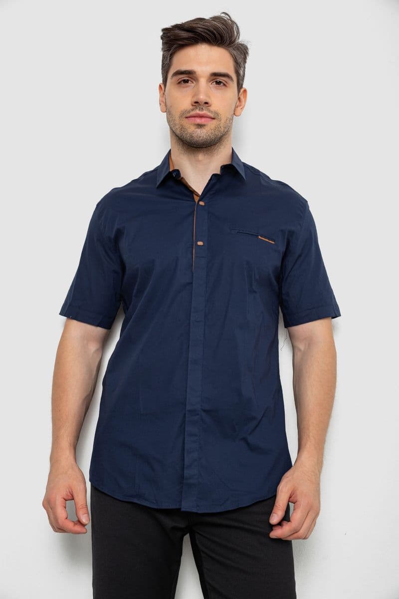 Сорочка чоловіча однотонна, колір синій, 214R7118 - зображення 1