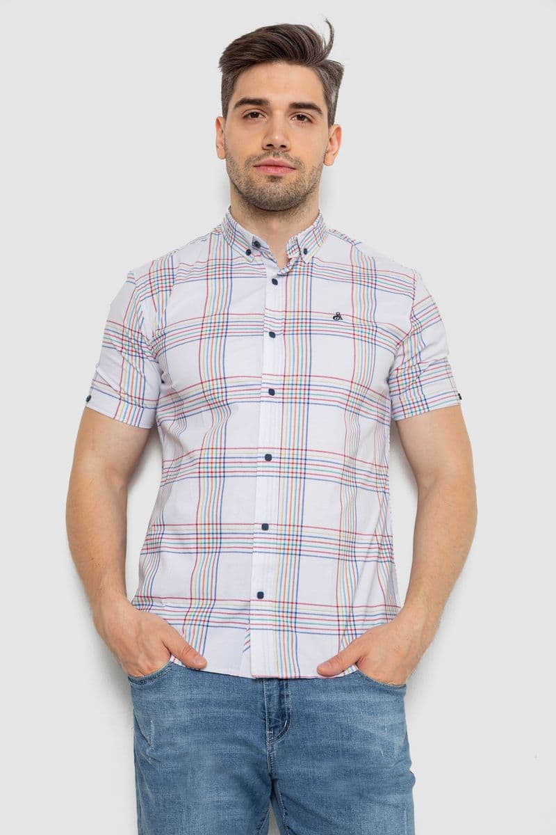 Сорочка чоловіча в смужку, колір білий, 214R841 - зображення 1