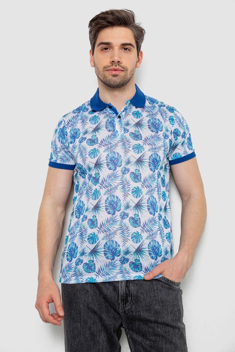 Поло чоловіче з принтом, колір синьо-молочний, 247R311 - зображення 1