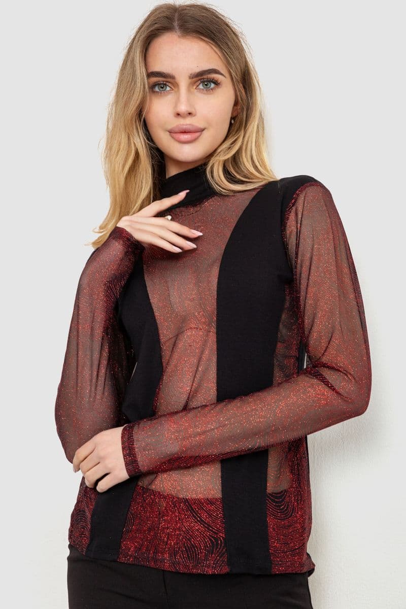 Гольф жіночий ошатний, колір чорно-червоний, 186R109 - зображення 1