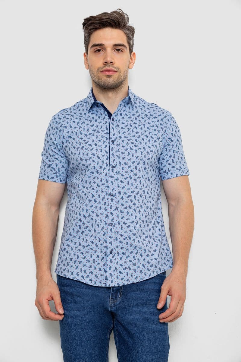 Сорочка чоловіча з принтом, колір блакитний, 214R7306 - зображення 1