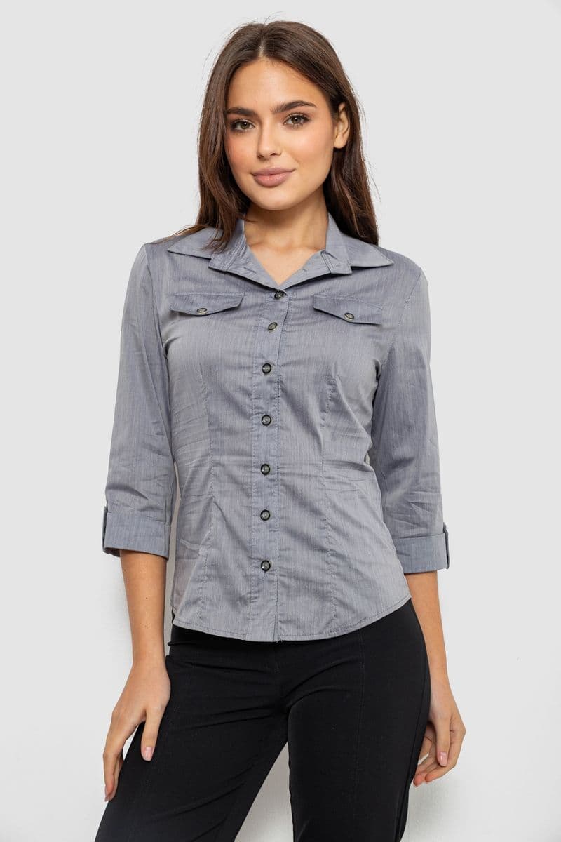 Сорочка жіноча однотонна, колір сірий, 230R068-6 - зображення 1