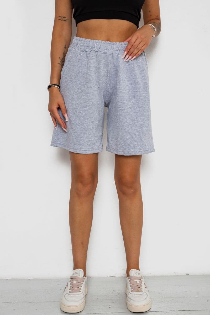 Шорти жіночі однотонні, колір сірий, 238R57820 - зображення 1